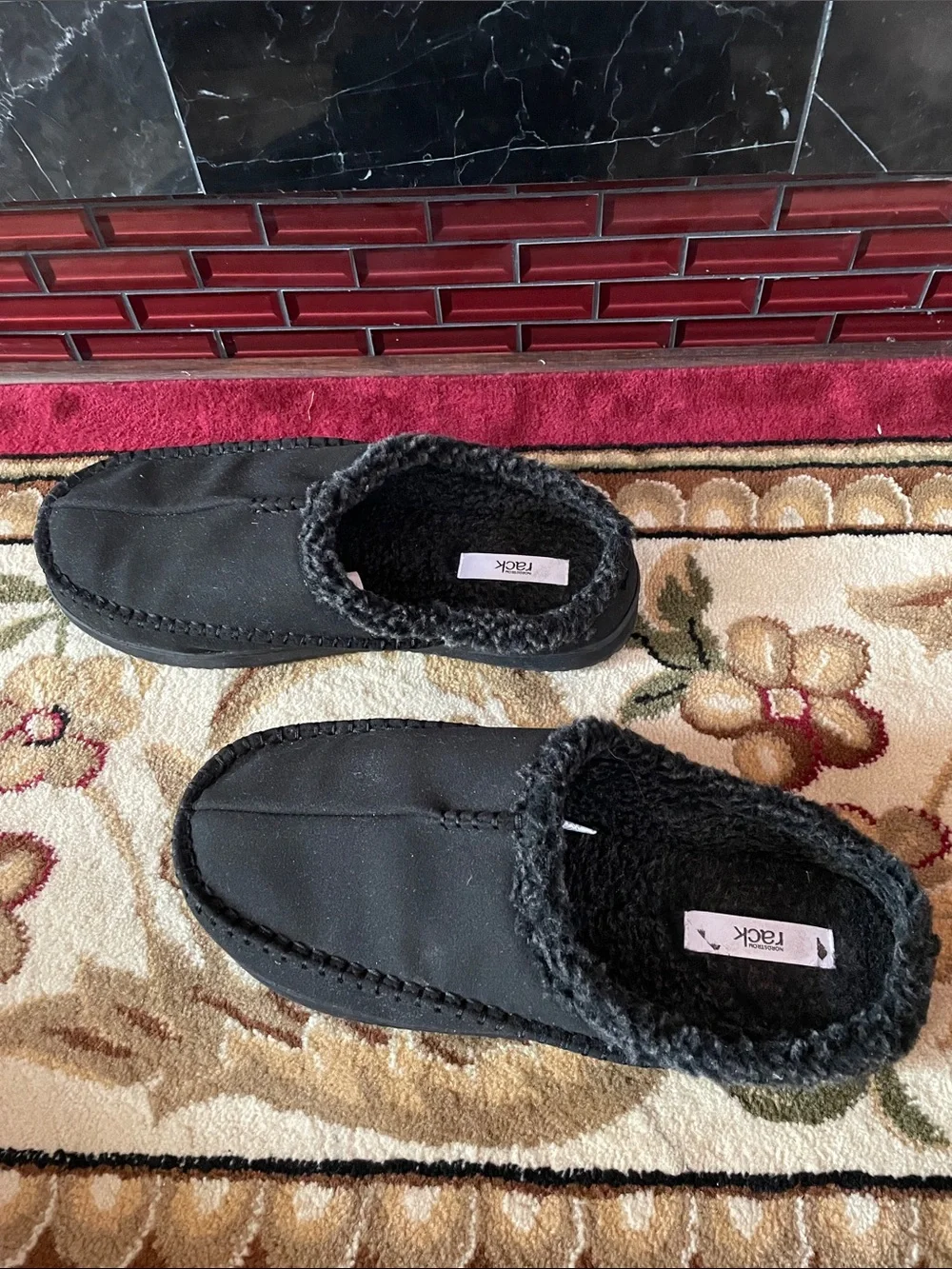 Rack Black Faux-Shearling Slip-On Loafers for Men
